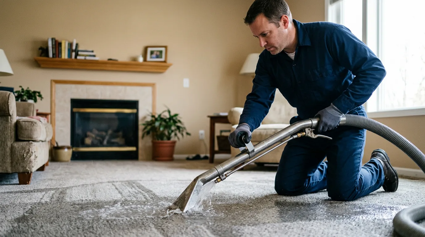 Water damage restoration technician working near Taneyville, MO